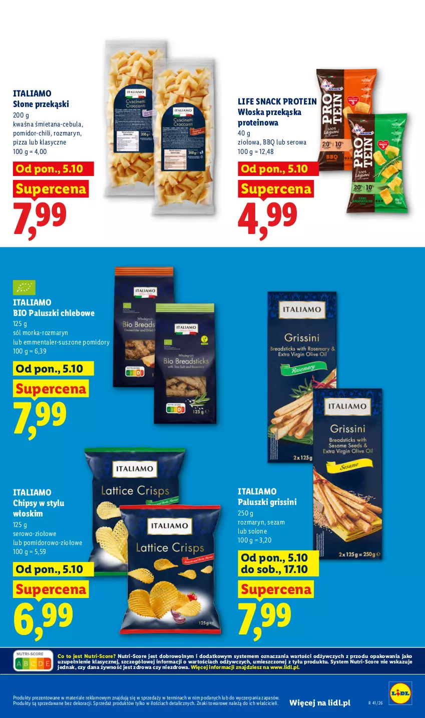 Gazetka promocyjna Lidl - Gazetka - ważna 05.10 do 07.10.2026 - strona 57 - produkty: Cebula, Chipsy, Chleb, Emmental, Grissini, Orka, Pizza, Pomidory, Ser, Sezam, Sól, Suszone pomidory
