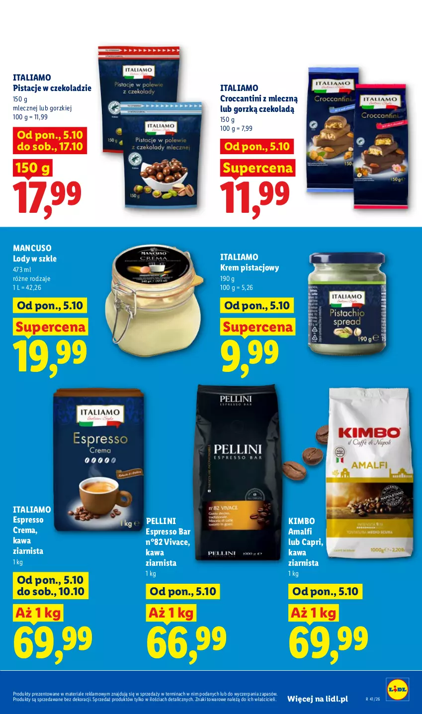 Gazetka promocyjna Lidl - Gazetka - ważna 05.10 do 07.10.2026 - strona 61 - produkty: Kawa, Kawa ziarnista, Krem pistacjowy, Lody, Pistacje