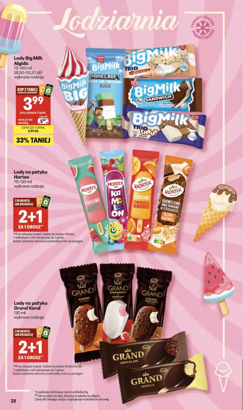 Gazetka promocyjna Delikatesy Centrum - Franczyza DC20 Czwartek - ważna 14.05 do 20.05.2026 - strona 28 - produkty: Big Milk, Gra, Hortex, Koc, Lody, Rum