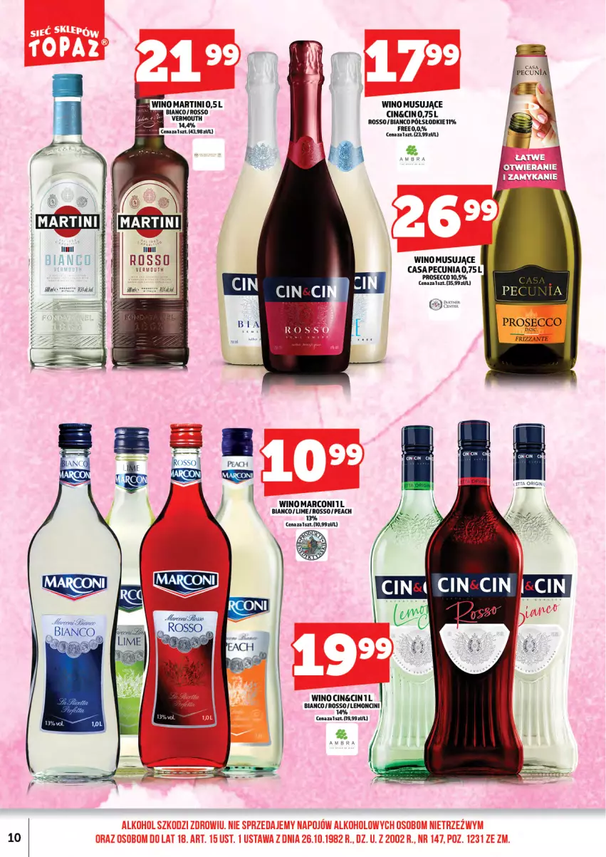 Gazetka promocyjna Topaz - Gazetka - ważna 01.01 do 15.01.2026 - strona 12 - produkty: Martini, Mus, Prosecco, Vermouth, Wino, Wino musujące