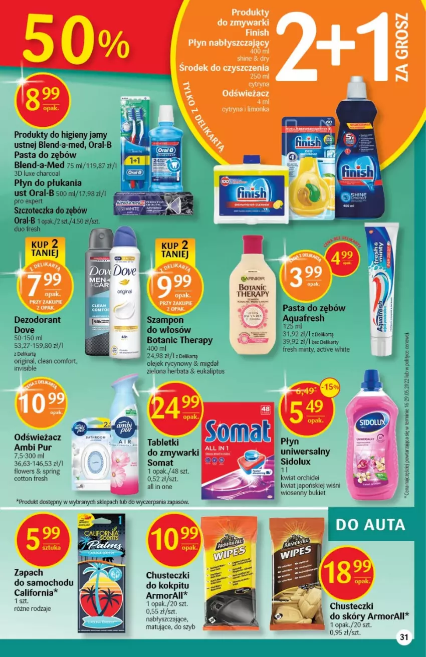 Gazetka promocyjna Delikatesy Centrum - Gazetka DC27 - ważna 14.07 do 20.07.2022 - strona 31 - produkty: Ambi Pur, Aquafresh, Blend-a-Med, Bukiet, Chusteczki, Dezodorant, Garnier, Gin, Herbata, Limonka, Olej, Pasta do zębów, Płyn do płukania, Płyn nabłyszczający, Pur, Somat, Szampon, Szczoteczka, Szczoteczka do zębów, Tablet, Zmywarki