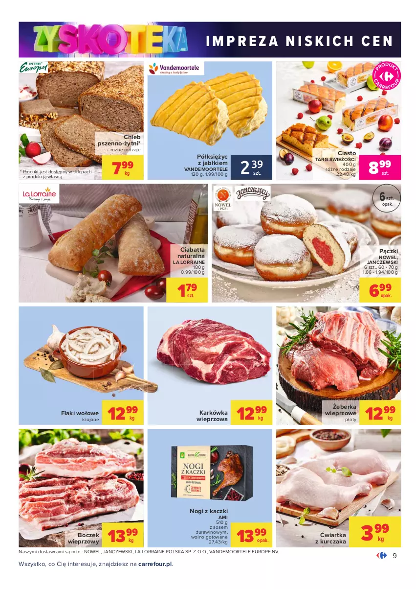 Gazetka promocyjna Carrefour - Gazetka Carrefour Zyskoteka - ważna 05.10 do 09.10.2021 - strona 9 - produkty: Boczek, Boczek wieprzowy, Chleb, Ciabatta, Flaki, Flaki wołowe, Karkówka wieprzowa, Kurczak, Sos, Wino