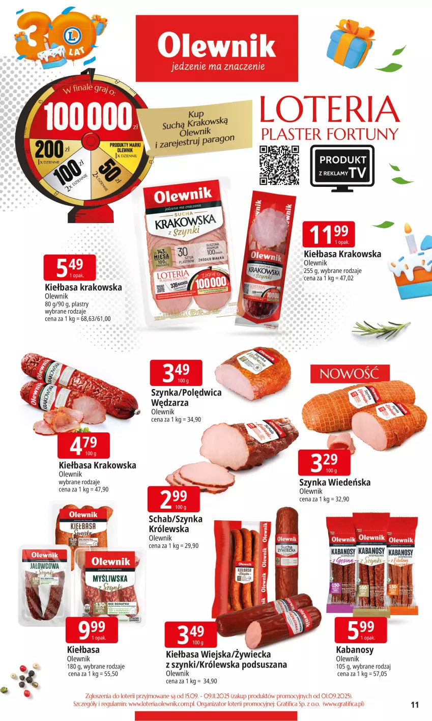 Gazetka promocyjna E Leclerc - ważna 16.09 do 27.09.2025 - strona 11 - produkty: Kabanos, Kiełbasa, Kiełbasa krakowska, Kiełbasa wiejska, Olewnik, Polędwica, Szynka, Szynka Królewska