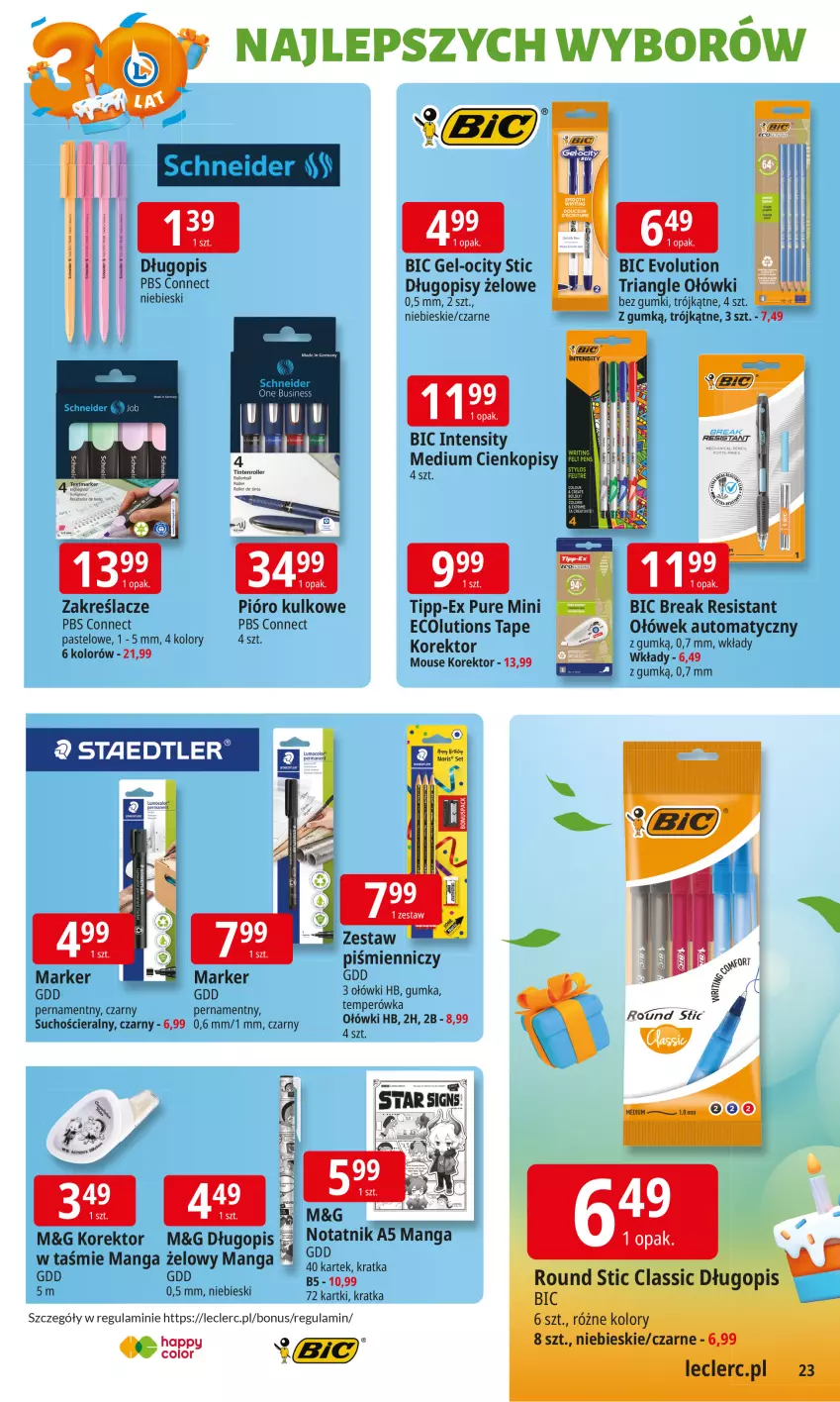 Gazetka promocyjna E Leclerc - ważna 16.09 do 27.09.2025 - strona 23 - produkty: BIC, Długopis, Marker, Pur