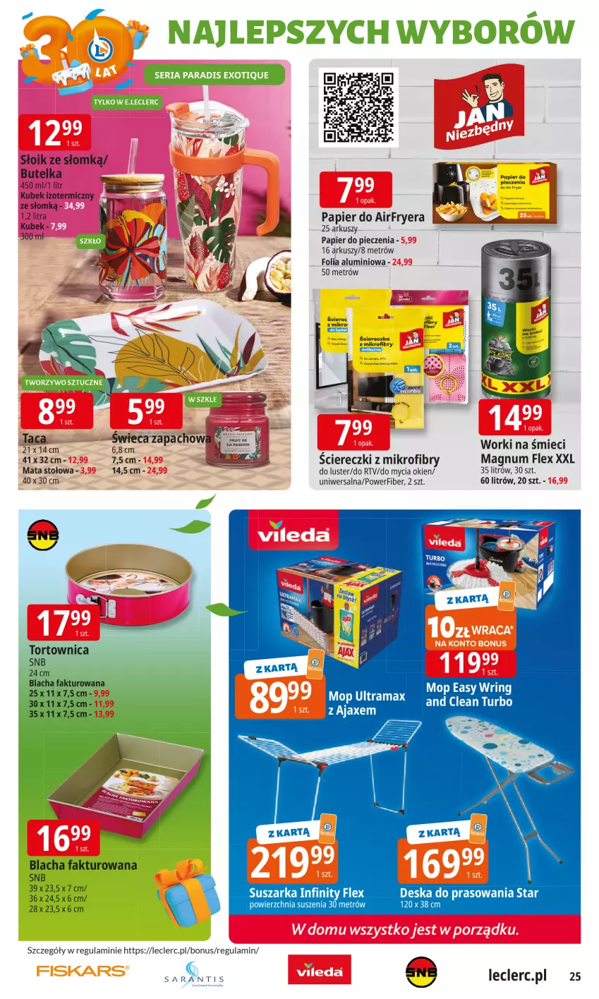 Gazetka promocyjna E Leclerc - ważna 16.09 do 27.09.2025 - strona 25 - produkty: Ajax, Deska do prasowania, Fa, Folia aluminiowa, Kubek, LG, Mop, Papier, Papier do pieczenia, Piec, Rama, Ser, Suszarka, Worki na śmiec, Worki na śmieci