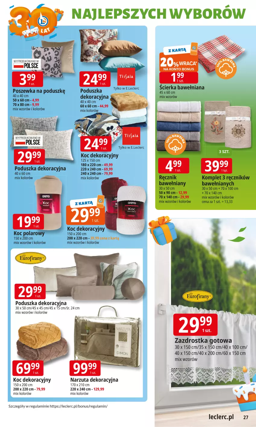 Gazetka promocyjna E Leclerc - ważna 16.09 do 27.09.2025 - strona 27 - produkty: Koc, Narzuta, Poduszka, Poduszka dekoracyjna, Poszewka, Ręcznik