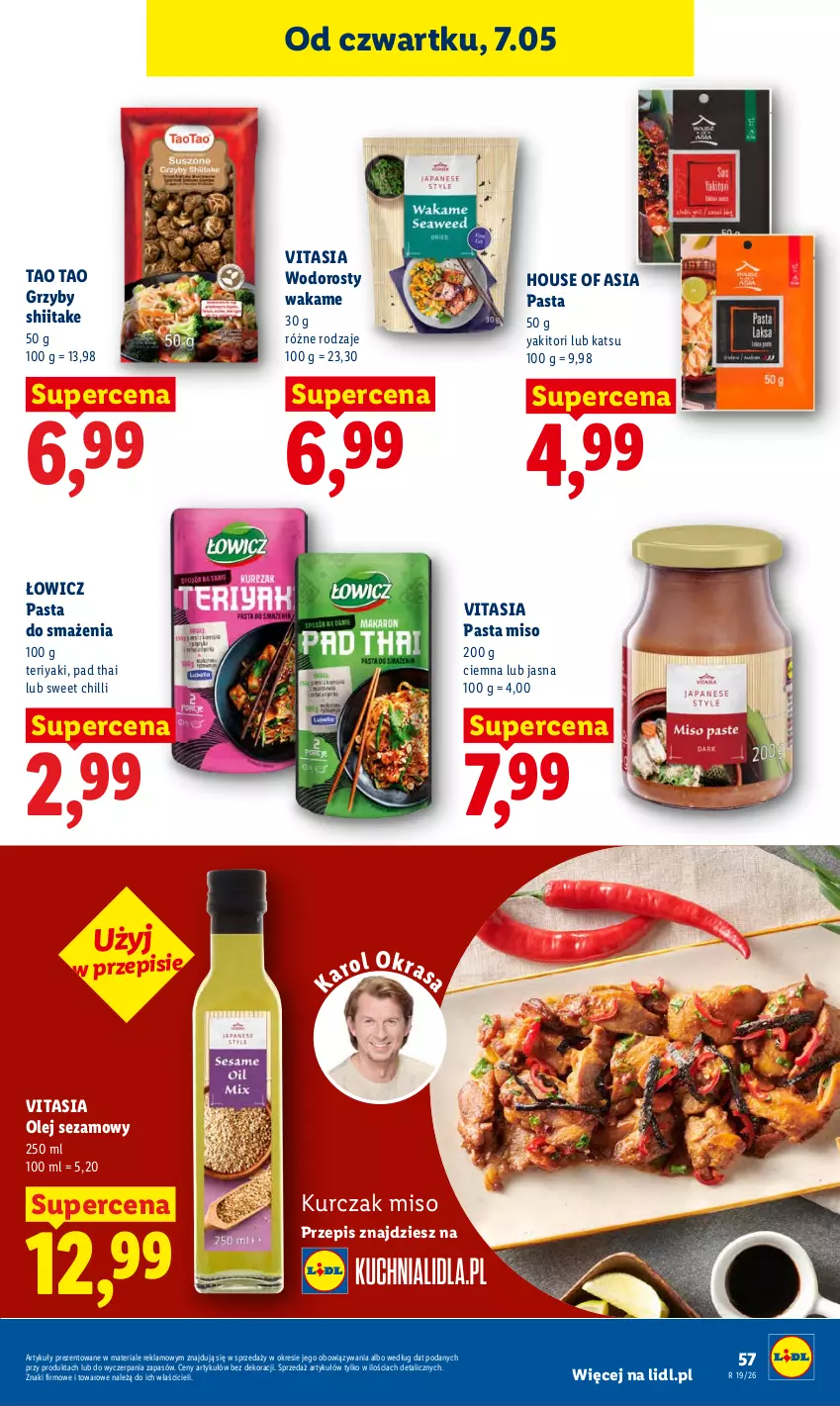 Gazetka promocyjna Lidl - Gazetka ważna od 7.05 do 9.05 - ważna 07.05 do 09.05.2026 - strona 57 - produkty: Grzyby, Grzyby shiitake, House of Asia, Kurczak, Olej, Olej sezamowy, Sezam
