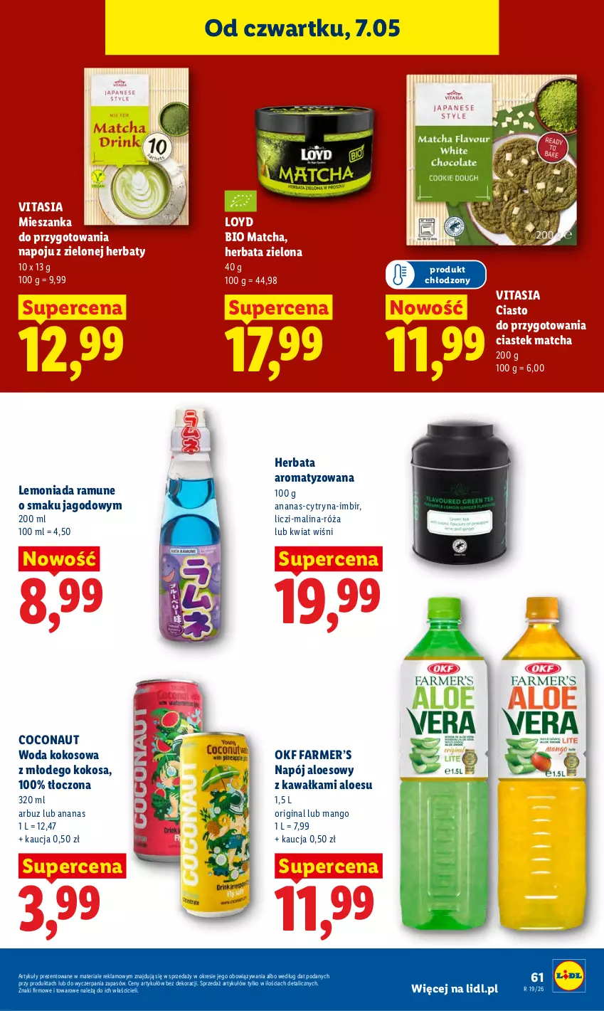 Gazetka promocyjna Lidl - Gazetka ważna od 7.05 do 9.05 - ważna 07.05 do 09.05.2026 - strona 61 - produkty: Ananas, Arbuz, Fa, Gin, Herbata, Imbir, Kawa, Kokos, Lemoniada, Liczi, Loyd, Mango, Napój, Róża, Stek, Woda