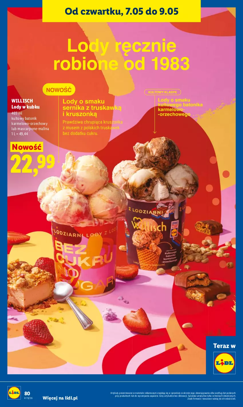 Gazetka promocyjna Lidl - Gazetka ważna od 7.05 do 9.05 - ważna 07.05 do 09.05.2026 - strona 80 - produkty: Baton, Lody, Mascarpone, Tera, Tonik