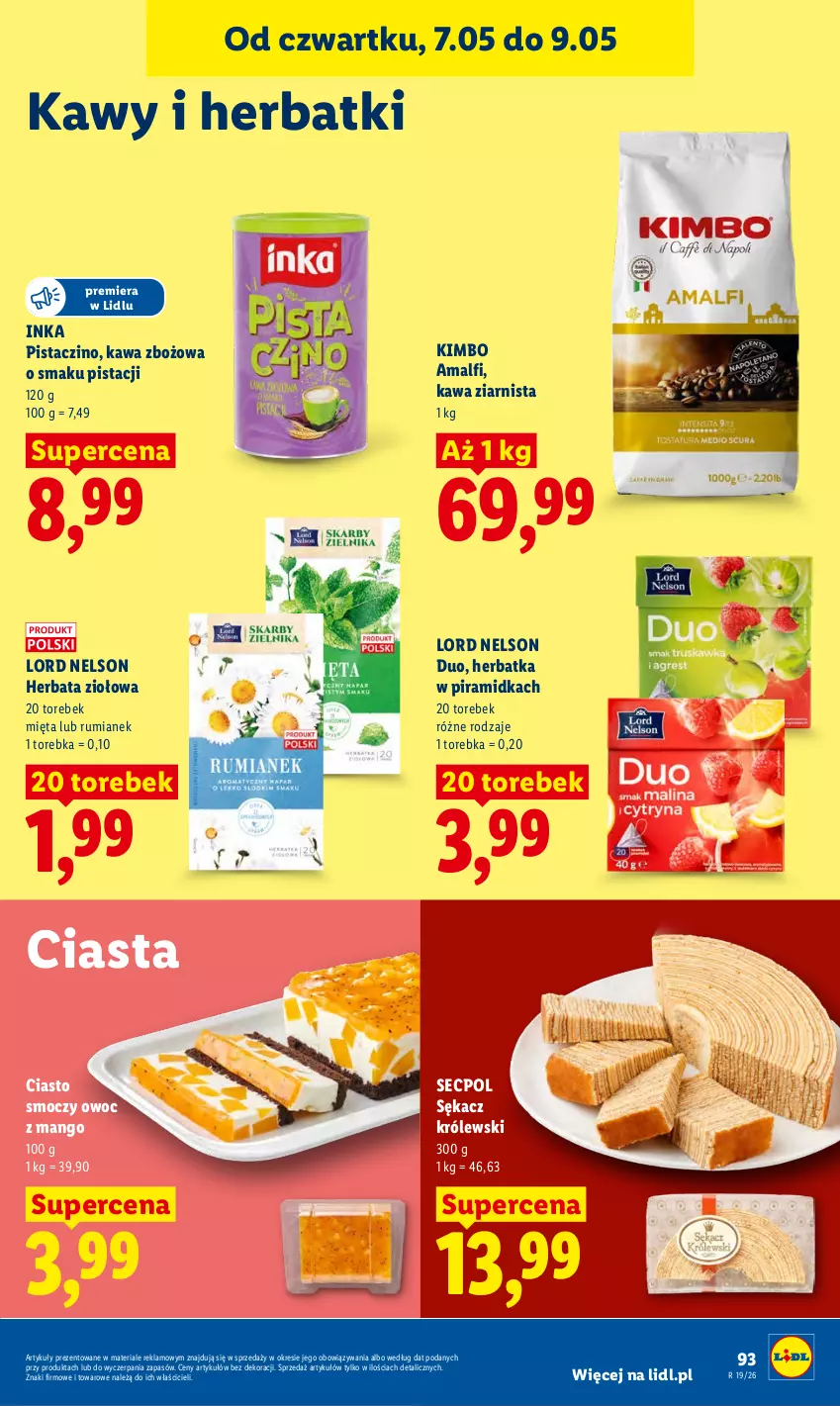 Gazetka promocyjna Lidl - Gazetka ważna od 7.05 do 9.05 - ważna 07.05 do 09.05.2026 - strona 97 - produkty: Herbata, Inka, Kawa, Kawa zbożowa, Kawa ziarnista, Królewski, Mango, Mięta, Rum, Sękacz, Torebka