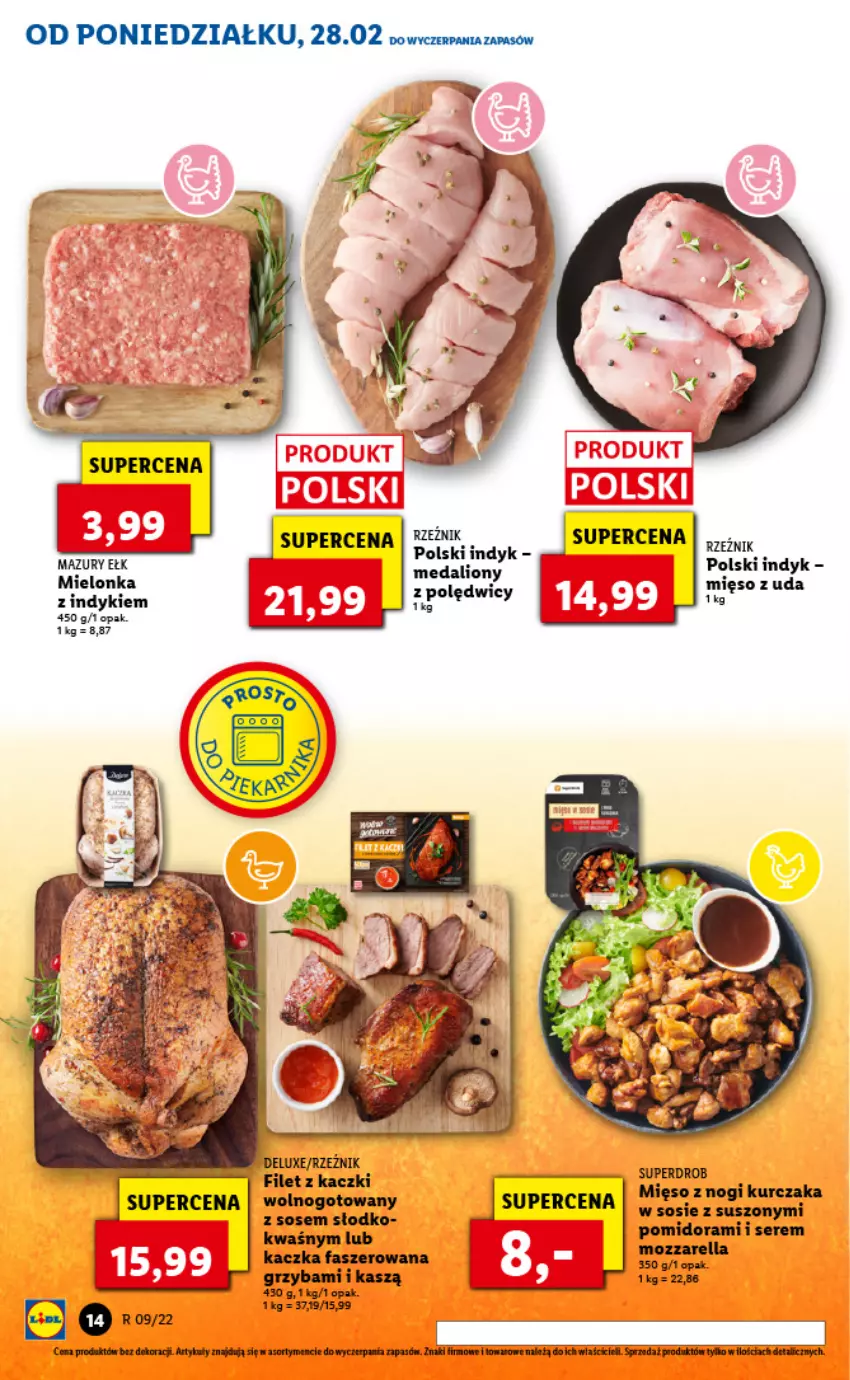 Gazetka promocyjna Lidl - GAZETKA - ważna 28.02 do 02.03.2022 - strona 14 - produkty: Fa, Kaczka, Kaczka faszerowana, Kurczak, Lion, Mięso, Mozzarella, Ser, Sos