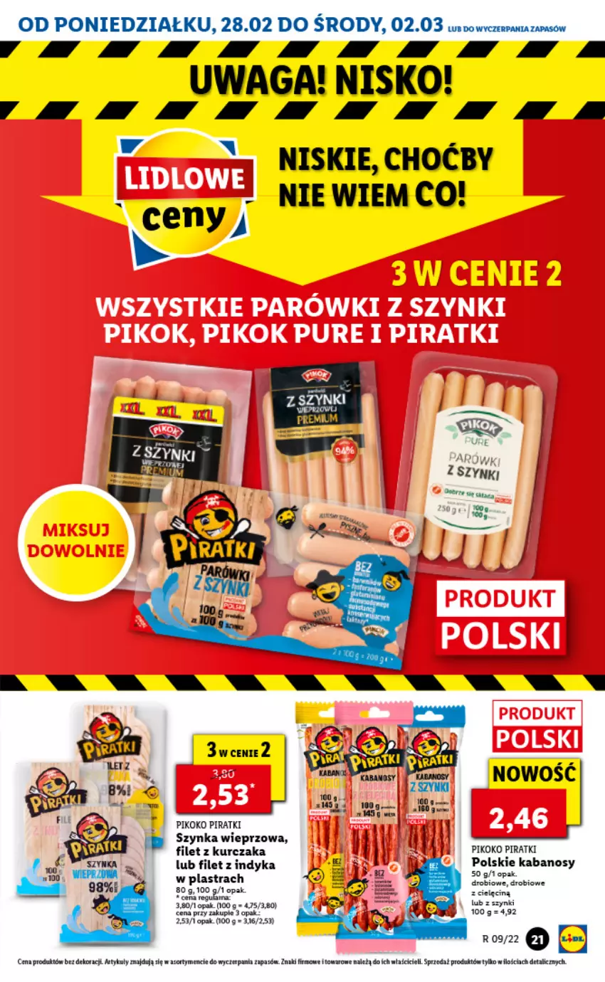 Gazetka promocyjna Lidl - GAZETKA - ważna 28.02 do 02.03.2022 - strona 21 - produkty: Fa, Kabanos, Kurczak, PIKOK, Szynka, Szynka wieprzowa, Waga