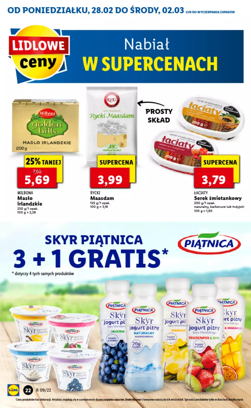 Gazetka promocyjna Lidl - GAZETKA - ważna 28.02 do 02.03.2022 - strona 22 - produkty: Gra, Jogurt, Jogurt pitny, Leon, Maasdam, Masło, Piątnica, Ser, Serek