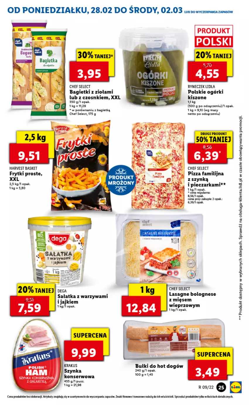 Gazetka promocyjna Lidl - GAZETKA - ważna 28.02 do 02.03.2022 - strona 25 - produkty: Fa, Frytki, Hot dog, Lasagne, Lasagne bolognese, Piec, Pieczarka, Pizza, Por, Sałat, Sałatka, Ser, Warzywa