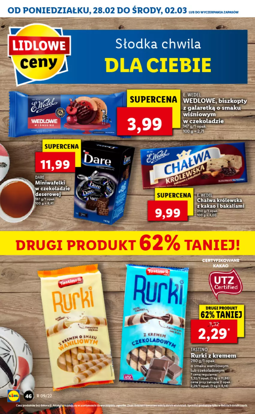 Gazetka promocyjna Lidl - GAZETKA - ważna 28.02 do 02.03.2022 - strona 46 - produkty: Chałwa, Deser, Gala, Kakao, Rurki, Ser, Słodka Chwila