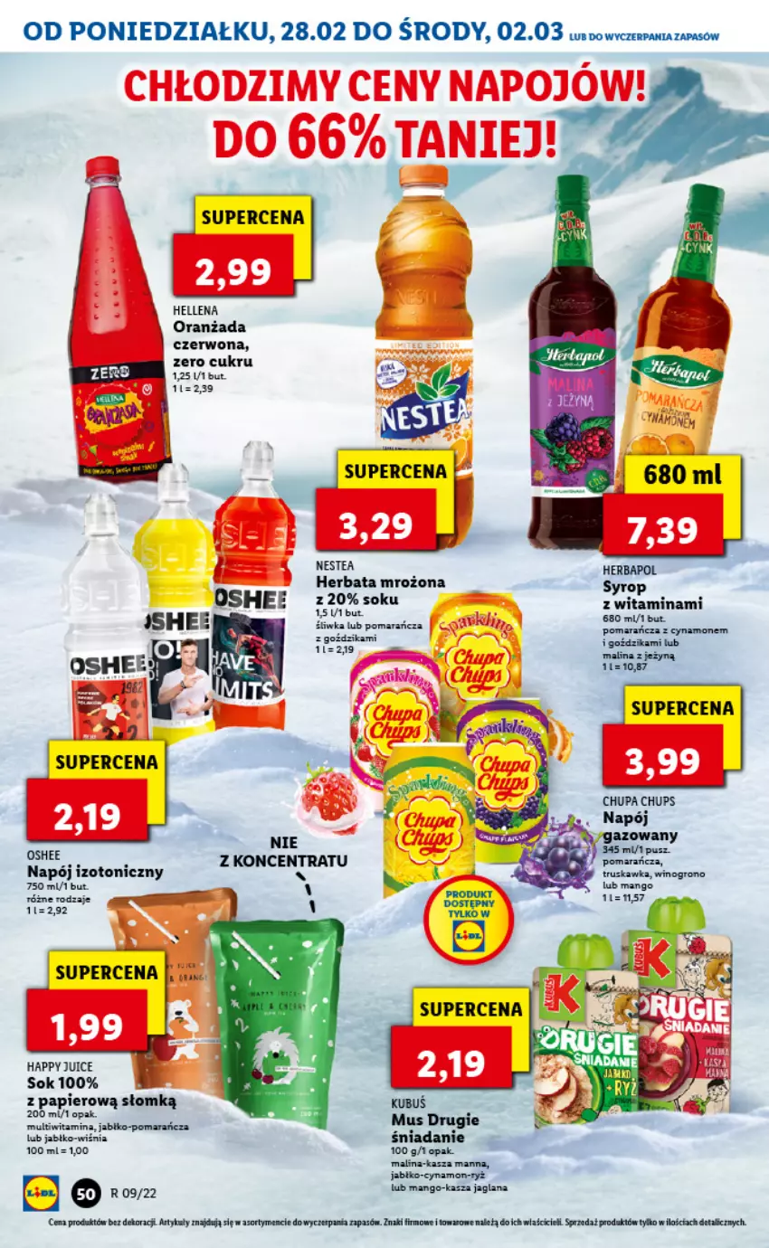 Gazetka promocyjna Lidl - GAZETKA - ważna 28.02 do 02.03.2022 - strona 50 - produkty: Chupa Chups, Herbapol, Herbata, Kasza, Kasza jaglana, LANA, Napój, Napój izotoniczny, Nestea, Papier, Sok, Syrop, Wino