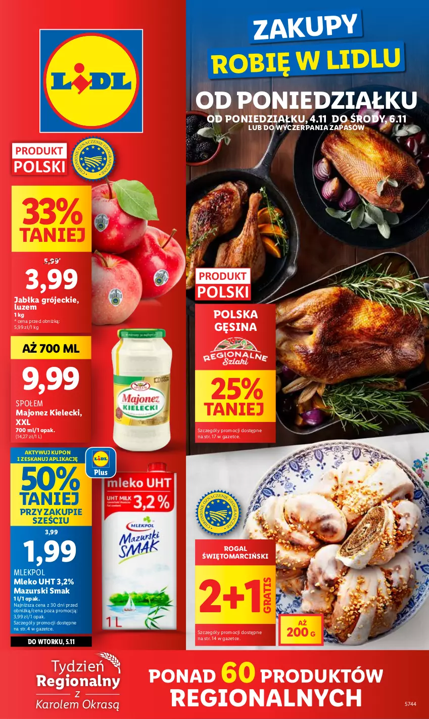 Gazetka promocyjna Lidl - GAZETKA - ważna 04.11 do 06.11.2024 - strona 1 - produkty: Gra, Jabłka, Majonez, Mleko, Rogal