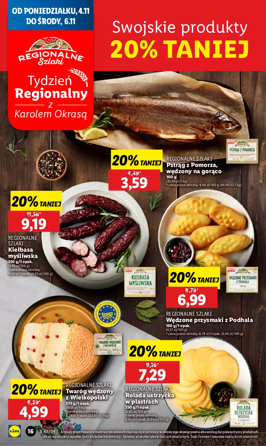 Gazetka promocyjna Lidl - GAZETKA - ważna 04.11 do 06.11.2024 - strona 20 - produkty: Kiełbasa, Przysmaki, Pstrąg, Rolada, Rolada Ustrzycka, Twaróg