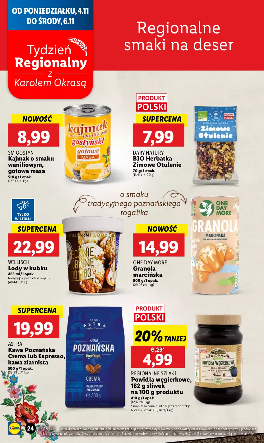 Gazetka promocyjna Lidl - GAZETKA - ważna 04.11 do 06.11.2024 - strona 28 - produkty: Deser, Gra, Granola, Kawa, Kawa ziarnista, Lody, Rogal, Ser