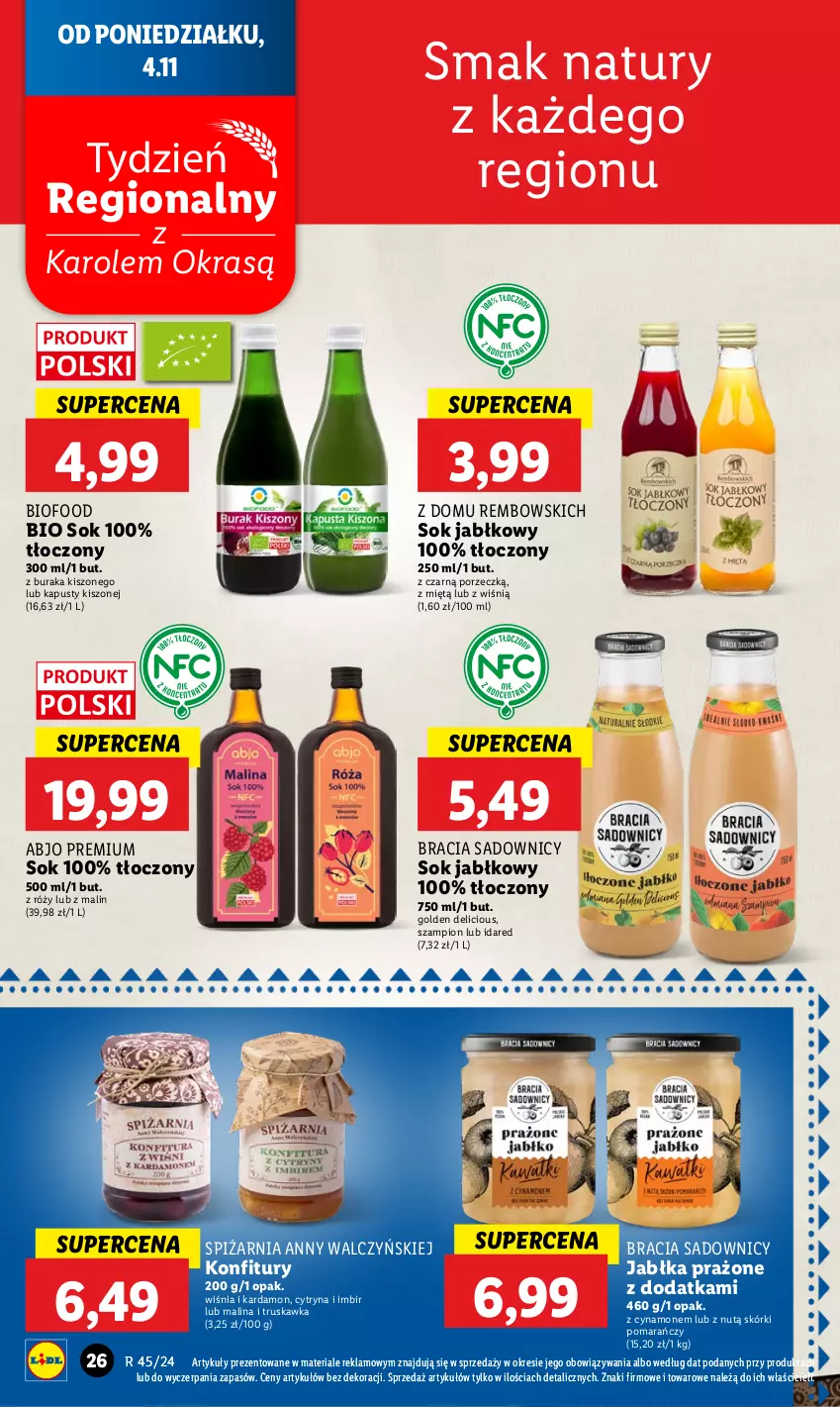 Gazetka promocyjna Lidl - GAZETKA - ważna 04.11 do 06.11.2024 - strona 30 - produkty: Imbir, Jabłka, Jabłka prażone, Por, Sok, Sok jabłkowy, Szampion