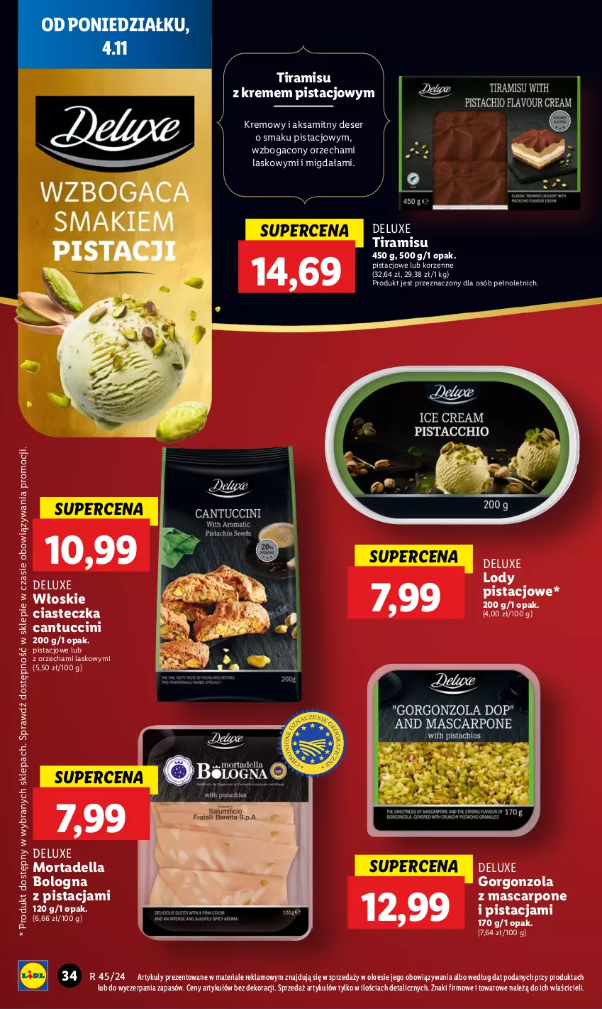 Gazetka promocyjna Lidl - GAZETKA - ważna 04.11 do 06.11.2024 - strona 38 - produkty: Aksam, Dell, Deser, Gorgonzola, Lody, Mascarpone, Mortadella, Ser