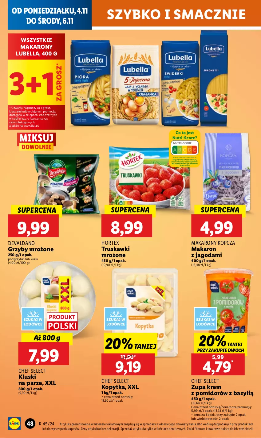 Gazetka promocyjna Lidl - GAZETKA - ważna 04.11 do 06.11.2024 - strona 54 - produkty: Bazyl, Bell, Bella, Grzyby, Hortex, Kluski na parze, Kopytka, Lubella, Makaron, Podgrzybki, Truskawki, Zupa