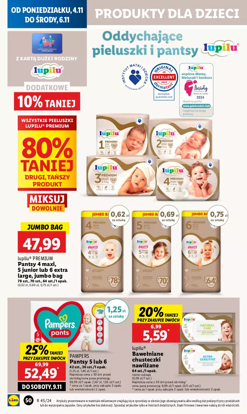 Gazetka promocyjna Lidl - GAZETKA - ważna 04.11 do 06.11.2024 - strona 56 - produkty: Chusteczki, Dzieci, O Bag, Pampers