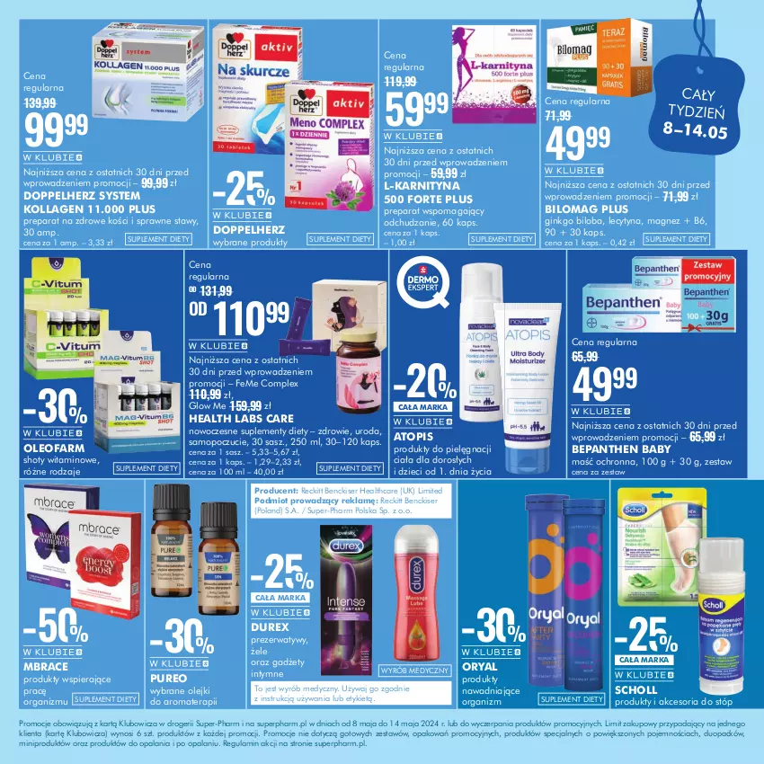 Gazetka promocyjna Super Pharm - ważna 08.05 do 14.05.2024 - strona 11 - produkty: Bepanthen, Doppelherz, Durex, Dzieci, Fa, Gin, Magnez, Mop, Olej, Oleo, Oleofarm, Prezerwatyw, Pur, Scholl, Ser, Suplement diety, Tera, Top, Zdrowie