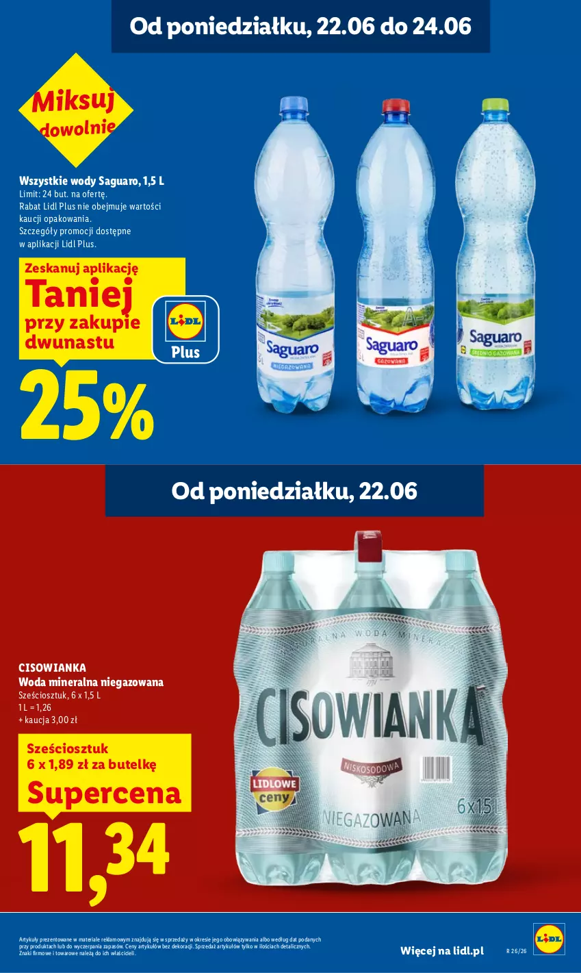 Gazetka promocyjna Lidl - Gazetka ważna od 22.06 do 24.06 - ważna 22.06 do 24.06.2026 - strona 13 - produkty: Cisowianka, Woda, Woda mineralna