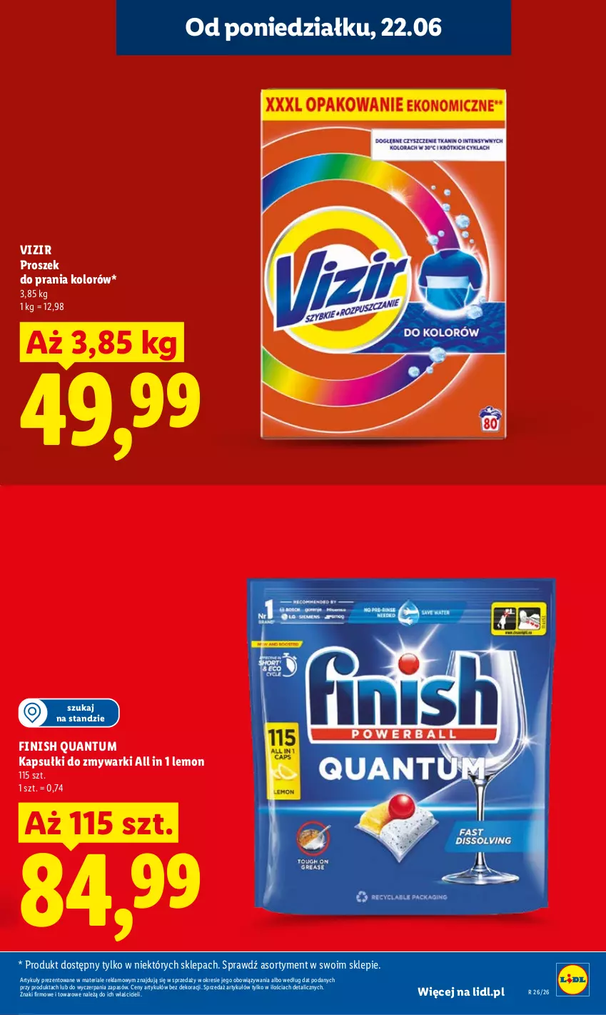 Gazetka promocyjna Lidl - Gazetka ważna od 22.06 do 24.06 - ważna 22.06 do 24.06.2026 - strona 17 - produkty: Finish, Proszek do prania, Vizir, Zmywarki