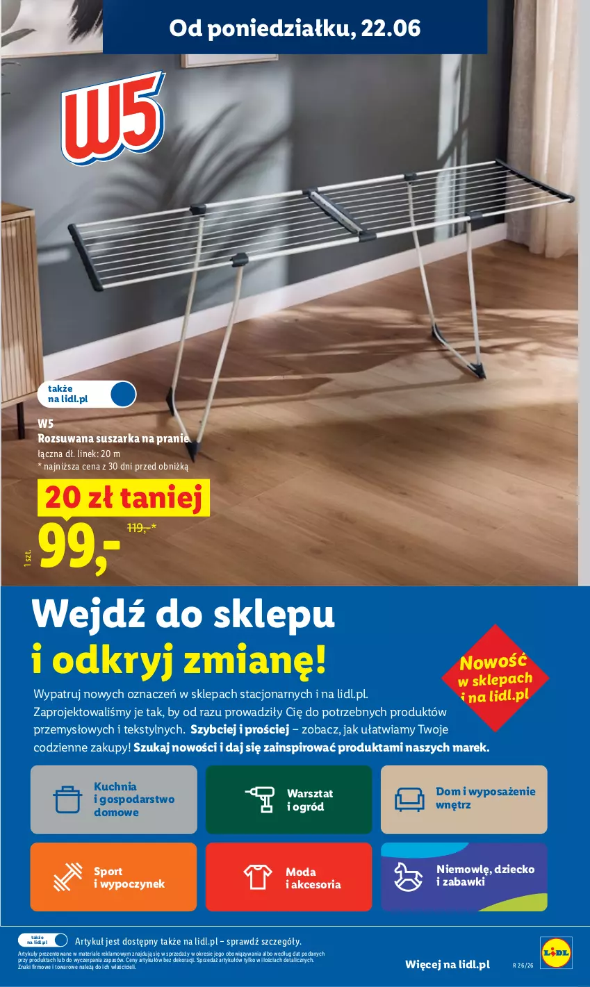 Gazetka promocyjna Lidl - Gazetka ważna od 22.06 do 24.06 - ważna 22.06 do 24.06.2026 - strona 33 - produkty: Kuchnia, Moda, Ogród, Por, Sport, Suszarka, Suszarka na pranie