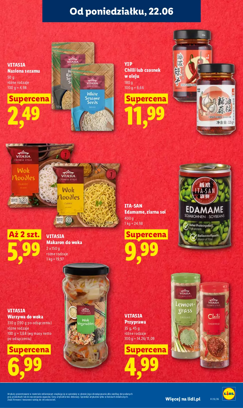 Gazetka promocyjna Lidl - Gazetka ważna od 22.06 do 24.06 - ważna 22.06 do 24.06.2026 - strona 43 - produkty: Czosnek, Edam, Makaron, Olej, Sezam, Warzywa, Warzywa do woka