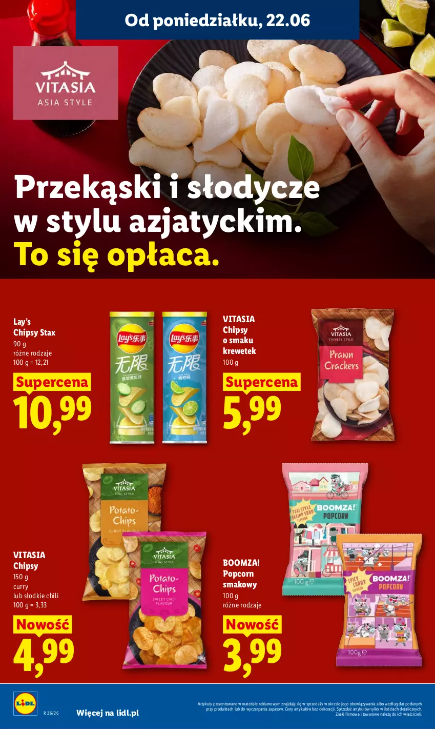Gazetka promocyjna Lidl - Gazetka ważna od 22.06 do 24.06 - ważna 22.06 do 24.06.2026 - strona 48 - produkty: Chipsy, Lay’s, Popcorn