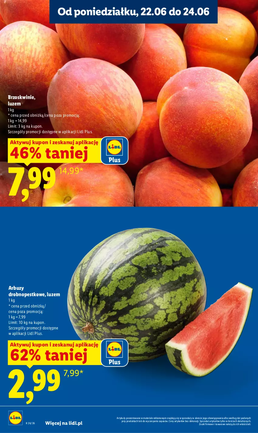 Gazetka promocyjna Lidl - Gazetka ważna od 22.06 do 24.06 - ważna 22.06 do 24.06.2026 - strona 6 - produkty: Arbuz, Brzoskwinie