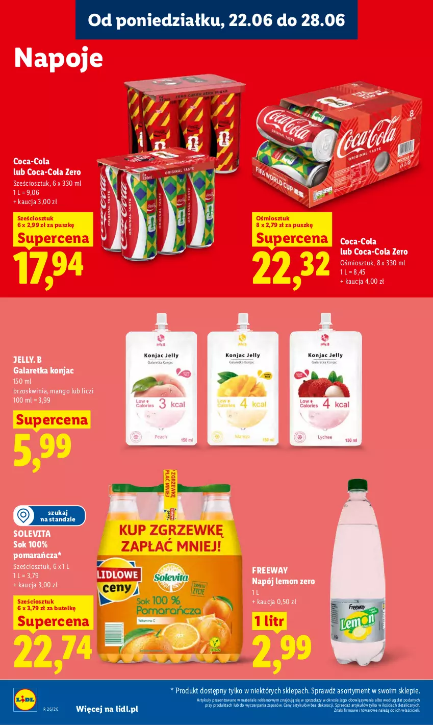 Gazetka promocyjna Lidl - Gazetka ważna od 22.06 do 24.06 - ważna 22.06 do 24.06.2026 - strona 70 - produkty: Coca-Cola, Gala, Galaretka, Liczi, Mango, Napój, Napoje, Sok