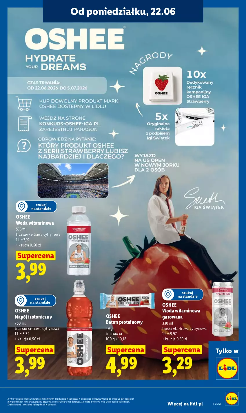 Gazetka promocyjna Lidl - Gazetka ważna od 22.06 do 24.06 - ważna 22.06 do 24.06.2026 - strona 71 - produkty: Baton, Napój, Napój izotoniczny, Oshee, Woda