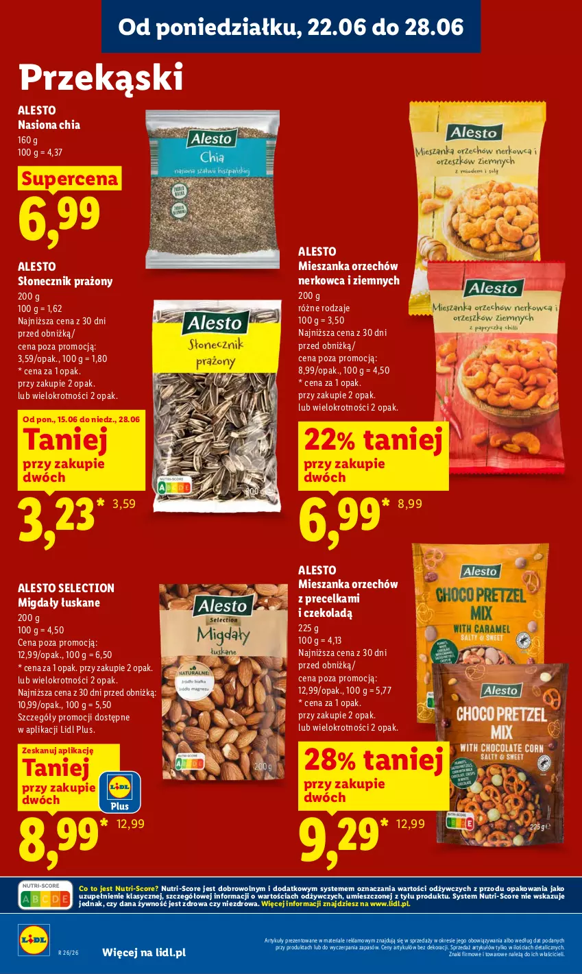 Gazetka promocyjna Lidl - Gazetka ważna od 22.06 do 24.06 - ważna 22.06 do 24.06.2026 - strona 78 - produkty: Chia, Migdały, Migdały łuskane, O nas, Słonecznik prażony