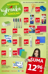 Gazetka promocyjna Auchan - Najtańsza wyprawka szkolna Hipermarkety - Gazetka - ważna od 01.09 do 01.09.2021 - strona 1 - produkty: Sok, Ser, Por, Noż, Nożyczki, Długopis, Flamastry, Klej, Plastelina, Fa