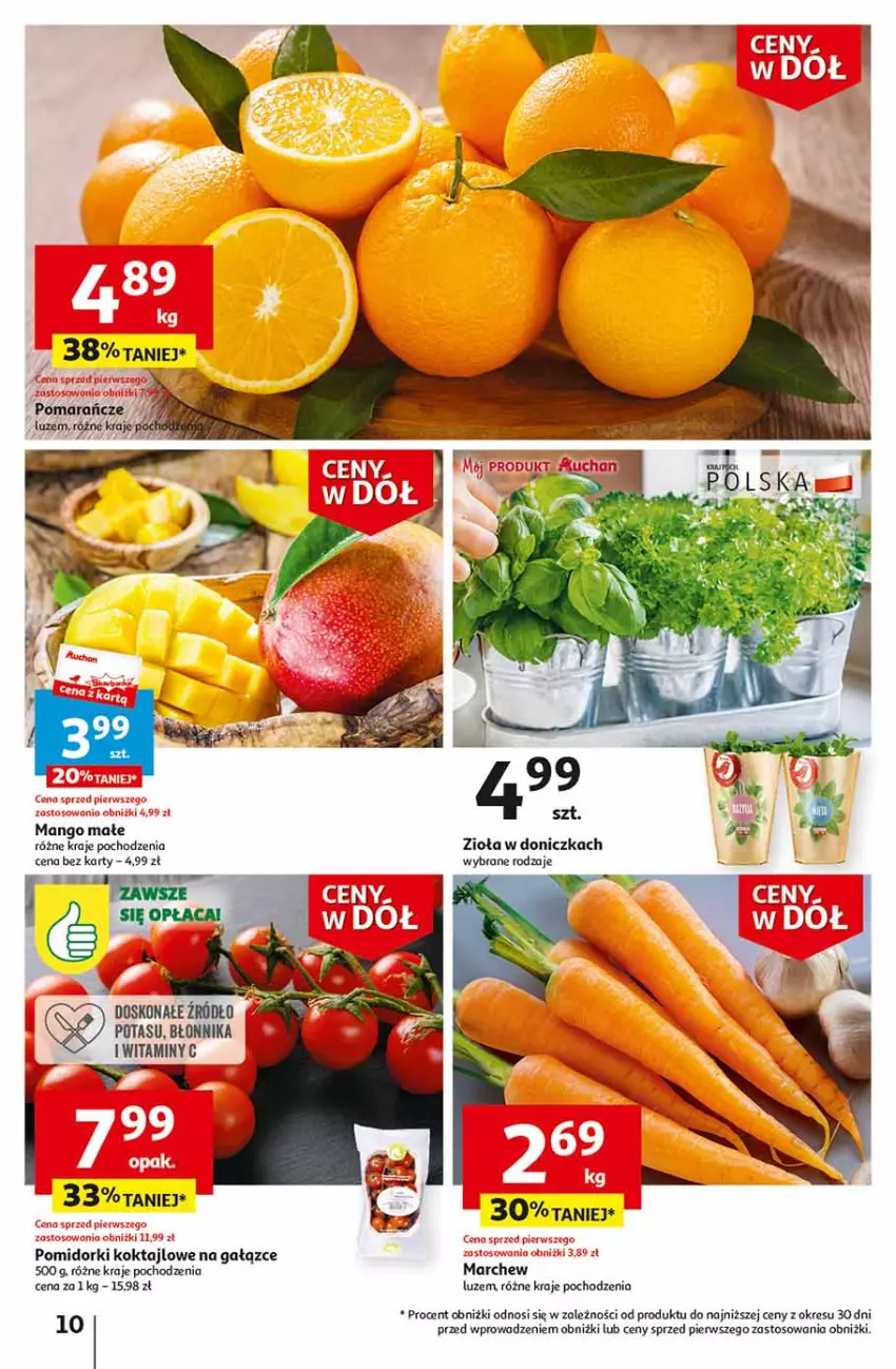 Gazetka promocyjna Auchan - Gazetka Ceny w dół Część 2 Hipermarket Auchan - ważna 11.01 do 17.01.2024 - strona 10 - produkty: Pomidorki
