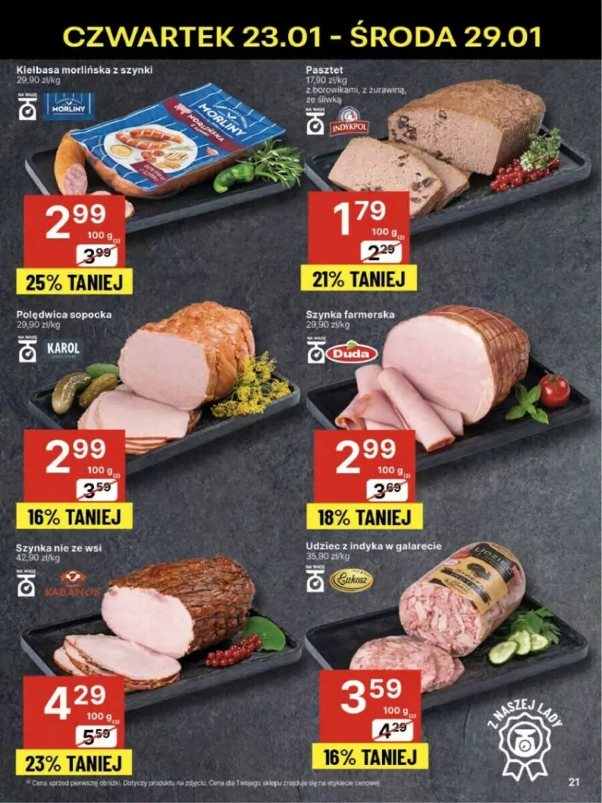 Gazetka promocyjna Delikatesy Centrum - ważna 23.01 do 29.01.2025 - strona 14 - produkty: Fa, Gala, Kiełbasa, Pasztet, Polędwica, Szynka, Udziec z indyka, Udziec z indyka w galarecie