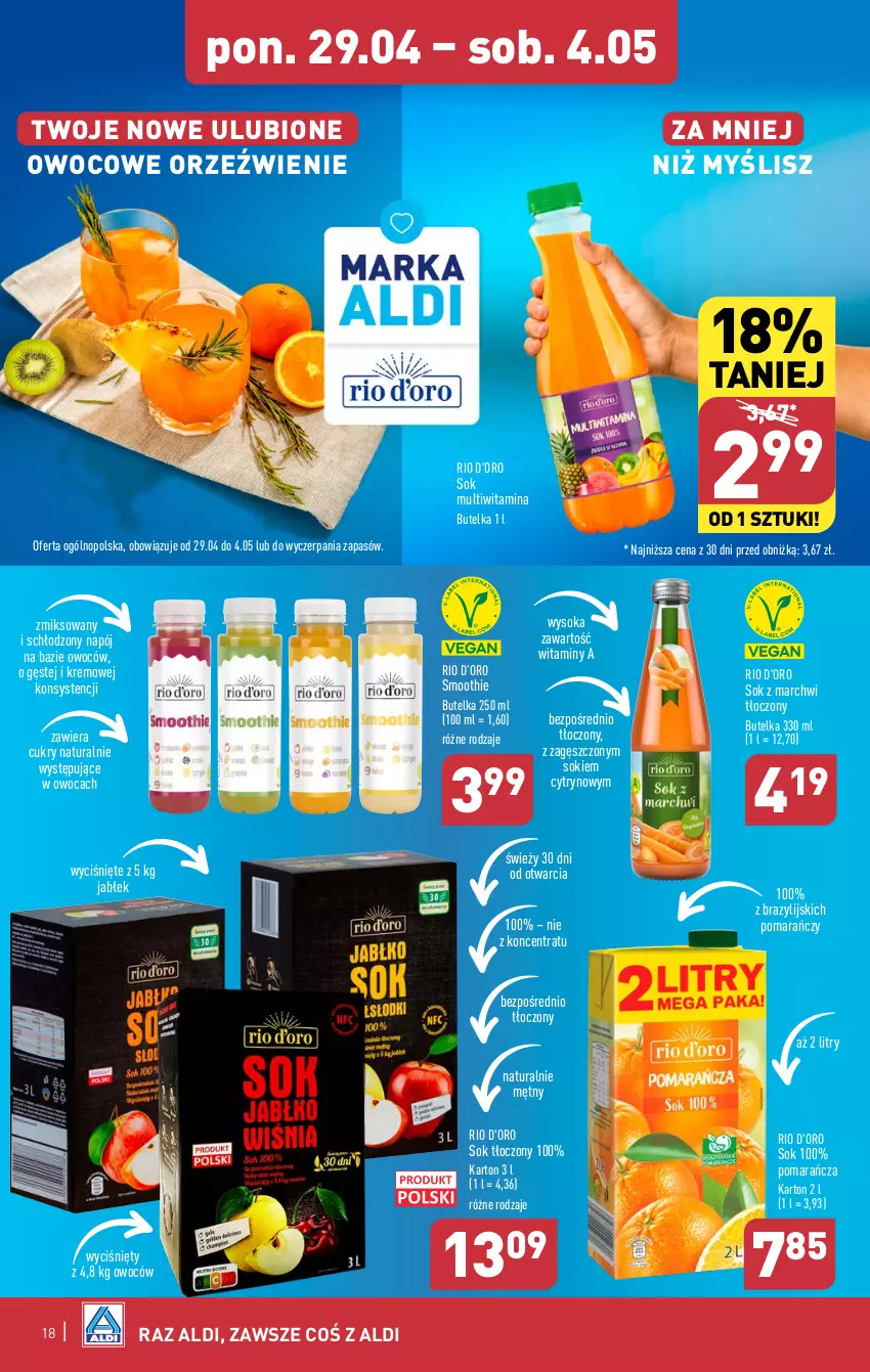 Gazetka promocyjna Aldi - Pełna oferta - ważna 29.04 do 04.05.2024 - strona 18 - produkty: Fa, Grill, Napój, Smoothie, Sok