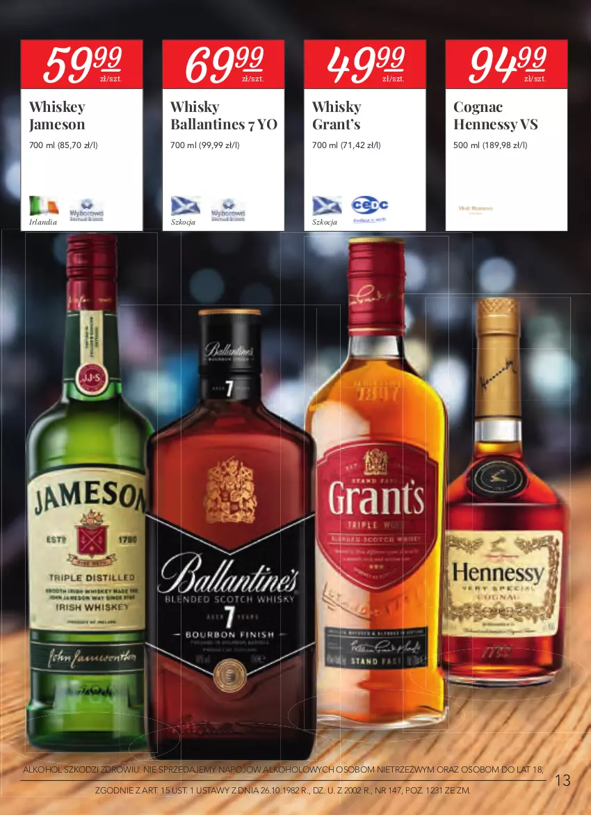 Gazetka promocyjna Stokrotka - Oferta alkoholowa - ważna 25.03 do 21.04.2021 - strona 13 - produkty: Gra, Jameson, Koc, Whiskey, Whisky