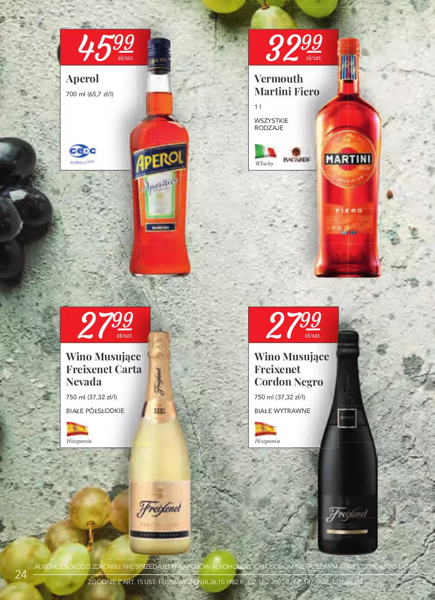 Gazetka promocyjna Stokrotka - Oferta alkoholowa - ważna 25.03 do 21.04.2021 - strona 24 - produkty: Aperol, Martini, Mus, Vermouth, Wino, Wino musujące