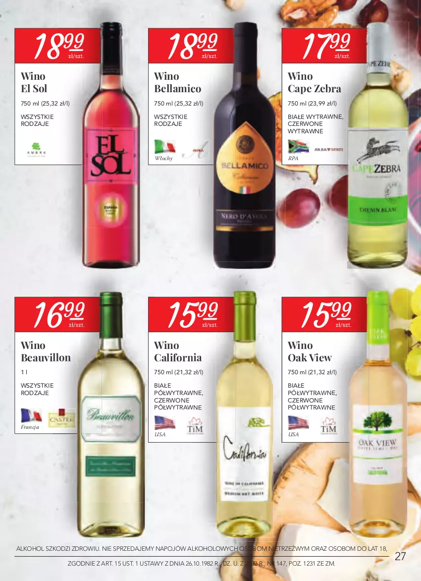 Gazetka promocyjna Stokrotka - Oferta alkoholowa - ważna 25.03 do 21.04.2021 - strona 27 - produkty: Bell, Bella, Wino