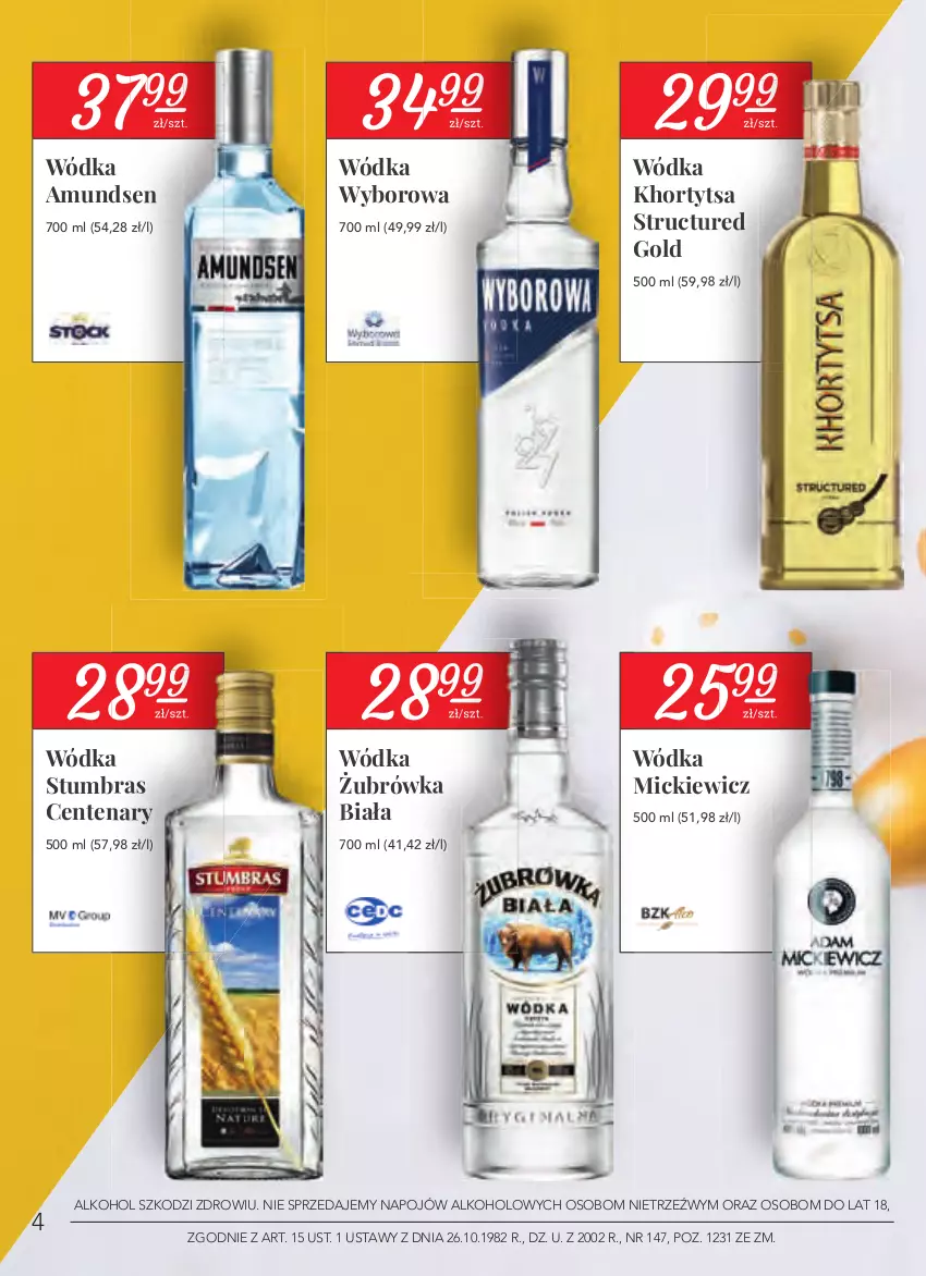 Gazetka promocyjna Stokrotka - Oferta alkoholowa - ważna 25.03 do 21.04.2021 - strona 4 - produkty: Amundsen, Wódka, Wyborowa