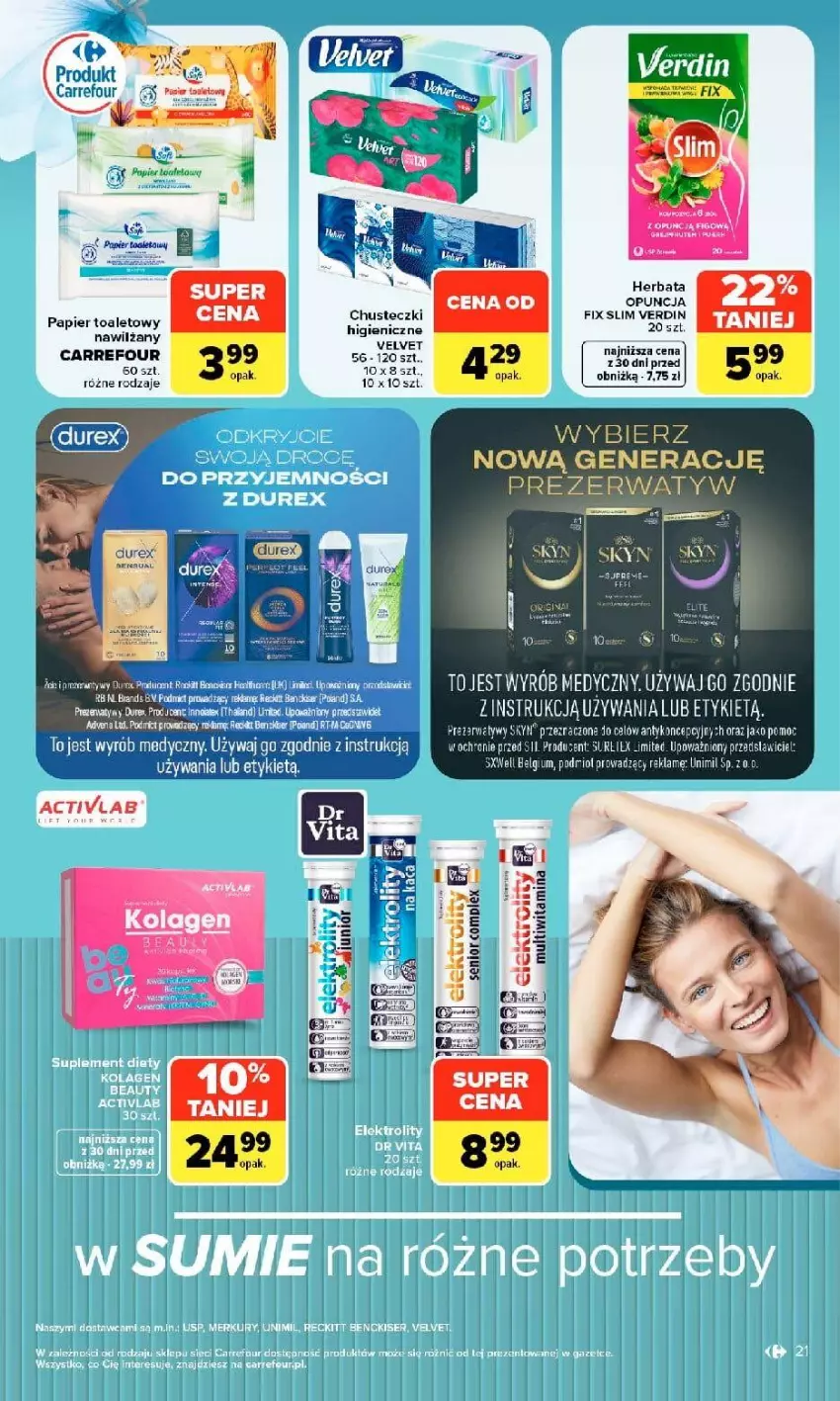 Gazetka promocyjna Carrefour - Gazetka Carrefour w SUMIE siebie znasz najlepiej - ważna 07.09 do 19.09.2026 - strona 21 - produkty: Herbata, LG, Papier, Papier toaletowy, Skyn, Velvet