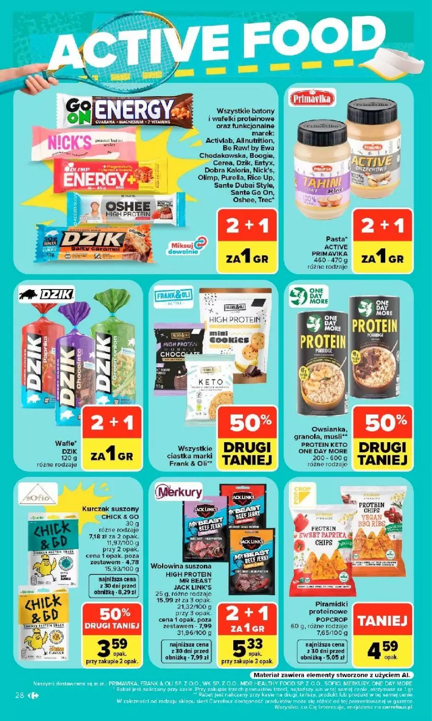 Gazetka promocyjna Carrefour - Gazetka Carrefour w SUMIE siebie znasz najlepiej - ważna 07.09 do 19.09.2026 - strona 28 - produkty: Activia, Baton, Ciastka, Gra, Granola, Kurczak, Mus, Oshee, Owsianka, Prima, Primavika, Pur, Sante, Wafle