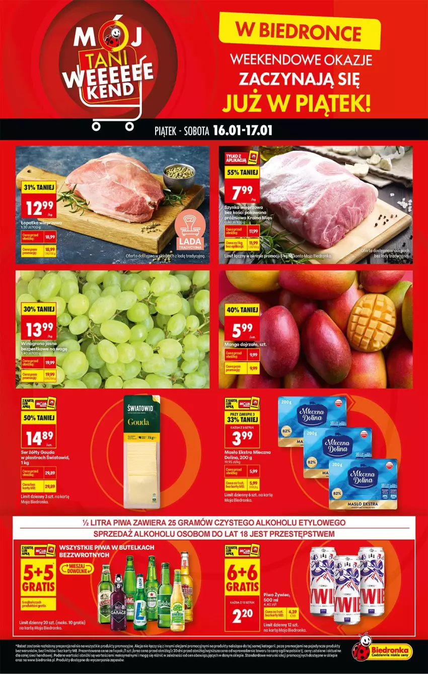 Gazetka promocyjna Biedronka - Tani Weekend - ważna 16.01 do 17.01.2026 - strona 1 - produkty: Gra, Masło, Piwa
