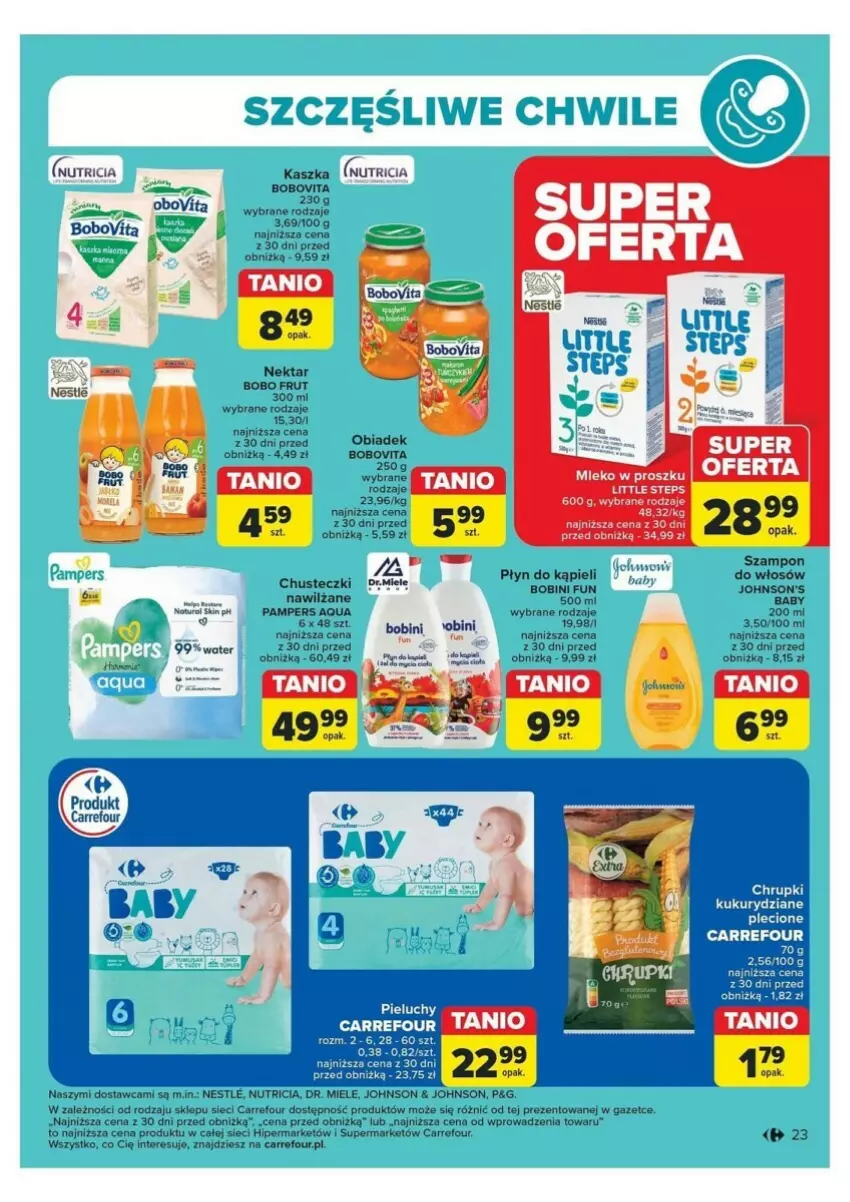 Gazetka promocyjna Carrefour - ważna 12.11 do 16.11.2024 - strona 16 - produkty: BoboVita, Chrupki, Johnson's, Mleko, Mleko w proszku, Nektar, Pampers, Płyn do kąpieli, Szampon