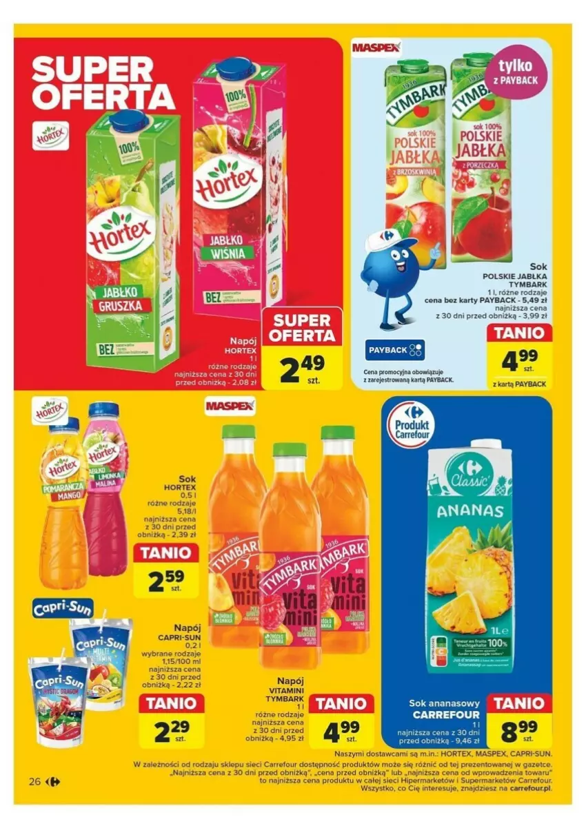 Gazetka promocyjna Carrefour - ważna 12.11 do 16.11.2024 - strona 19 - produkty: Ananas, Hortex, Jabłka, Napój, Sok, Tymbark